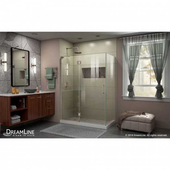 Unidoor-X 47 3/8 in. W x 30 in. D x 72 in. H Frameless Hinged Shower Enclosure in Brushed Nickel