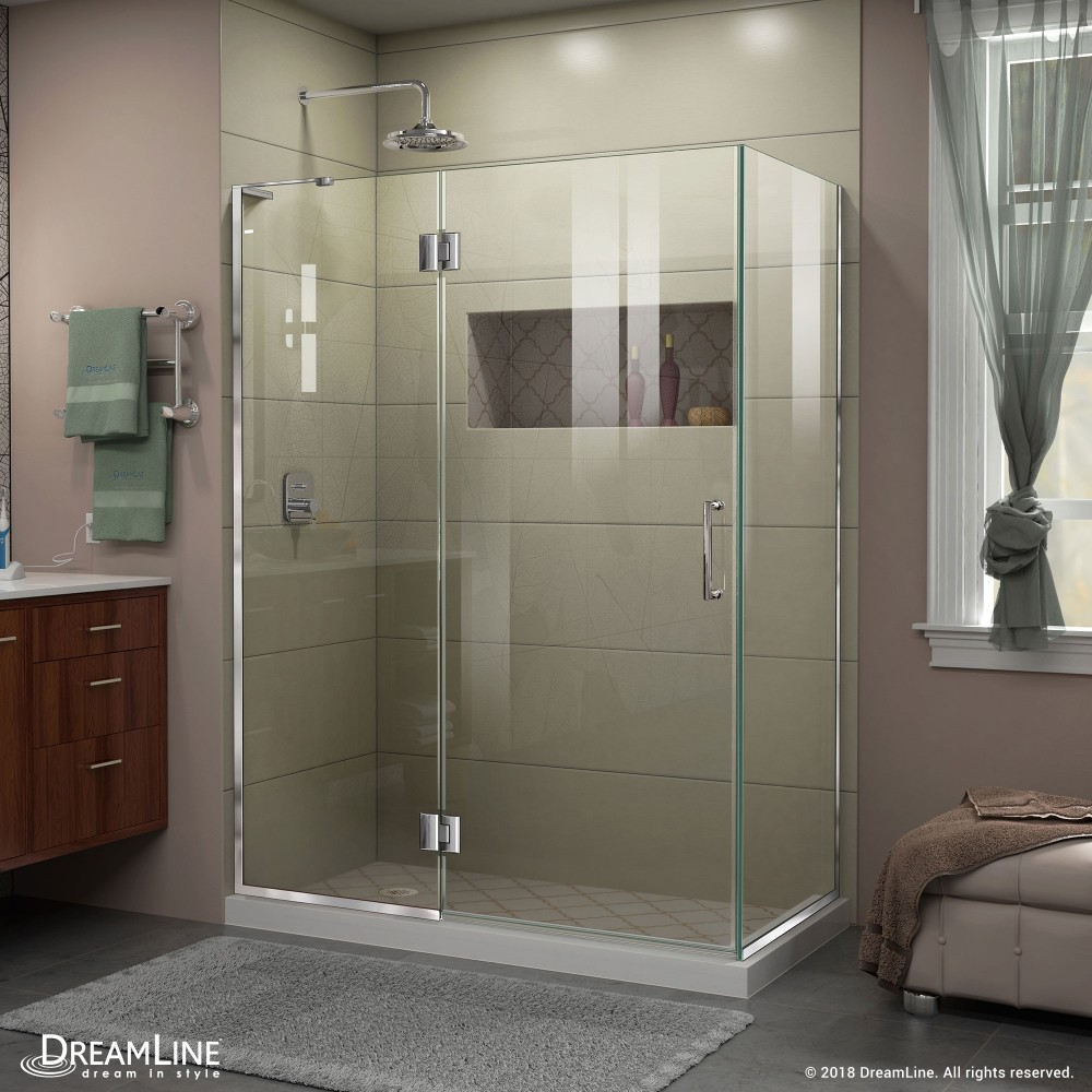Unidoor-X 48 3/8 in. W x 30 in. D x 72 in. H Frameless Hinged Shower Enclosure in Chrome Unidoor-X 48 3/8 in. W x 30 in. D x 72 in. H Frameless Hinged Shower Enclosure in Chrome