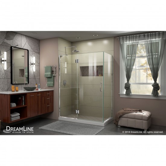 Unidoor-X 48 3/8 in. W x 30 in. D x 72 in. H Frameless Hinged Shower Enclosure in Chrome