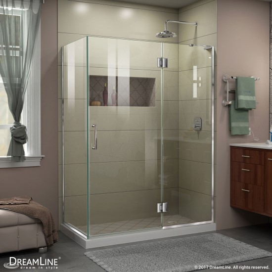 Unidoor-X 47 3/8 in. W x 30 in. D x 72 in. H Frameless Hinged Shower Enclosure in Chrome