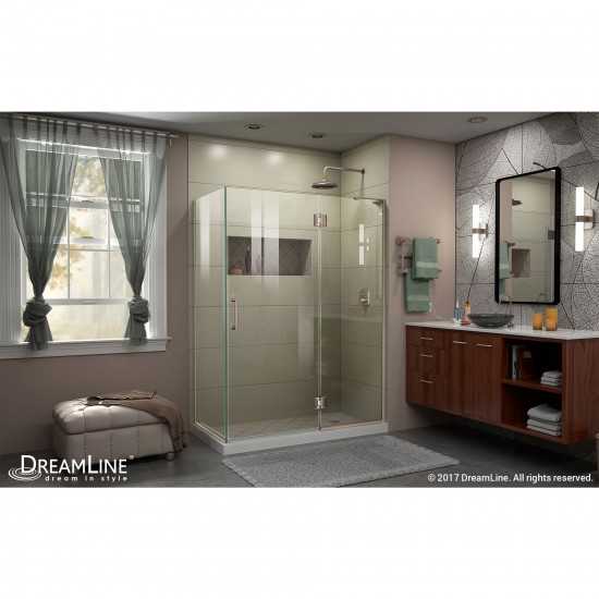 Unidoor-X 47 3/8 in. W x 30 in. D x 72 in. H Frameless Hinged Shower Enclosure in Brushed Nickel