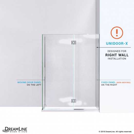 Unidoor-X 47 3/8 in. W x 34 in. D x 72 in. H Frameless Hinged Shower Enclosure in Chrome