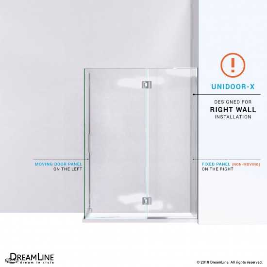 Unidoor-X 47 3/8 in. W x 34 in. D x 72 in. H Frameless Hinged Shower Enclosure in Oil Rubbed Bronze
