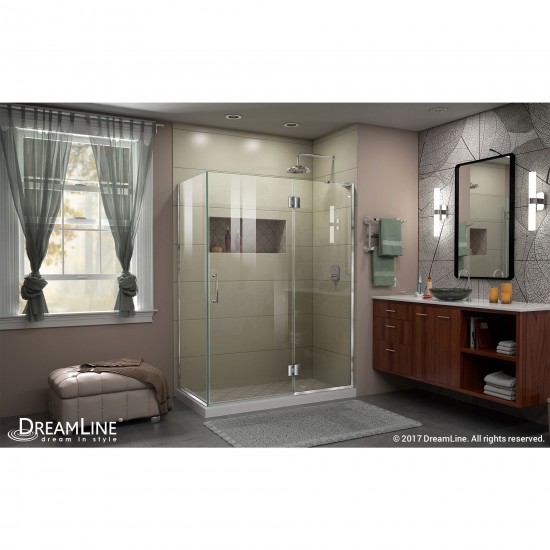 Unidoor-X 48 3/8 in. W x 34 in. D x 72 in. H Frameless Hinged Shower Enclosure in Chrome