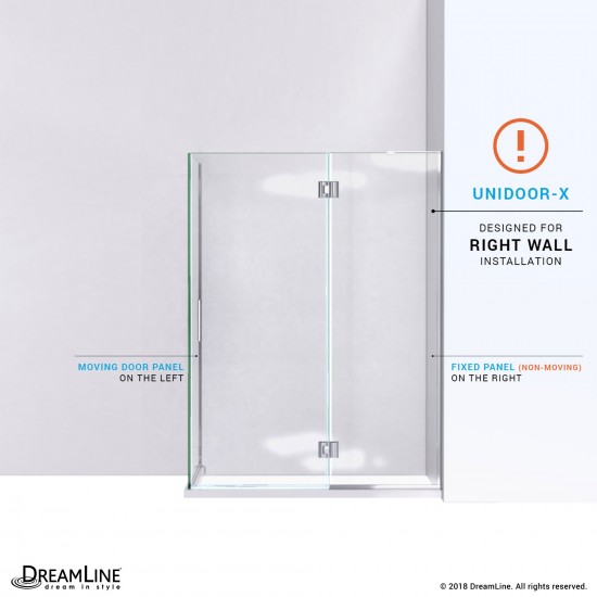Unidoor-X 47 3/8 in. W x 30 in. D x 72 in. H Frameless Hinged Shower Enclosure in Satin Black