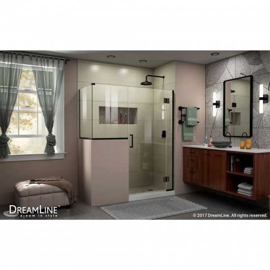 Unidoor-X 60 in. W x 30 3/8 in. D x 72 in. H Frameless Hinged Shower Enclosure in Satin Black