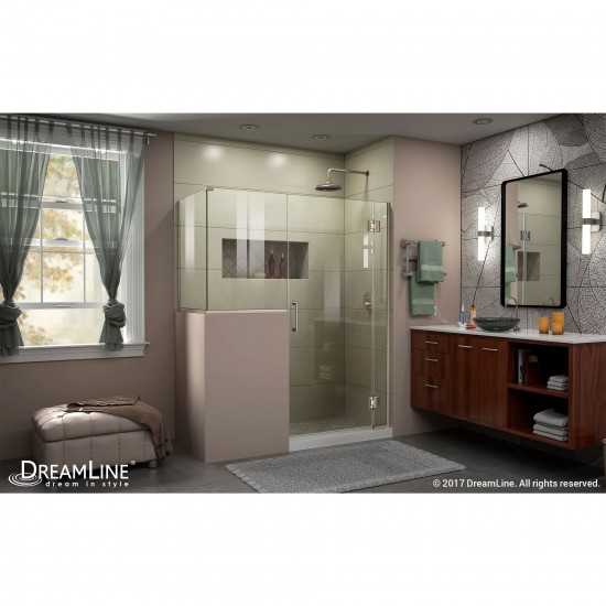 Unidoor-X 59 in. W x 30 3/8 in. D x 72 in. H Frameless Hinged Shower Enclosure in Brushed Nickel