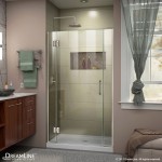 Unidoor-X 41 1/2-42 in. W x 72 in. H Frameless Hinged Shower Door in Brushed Nickel