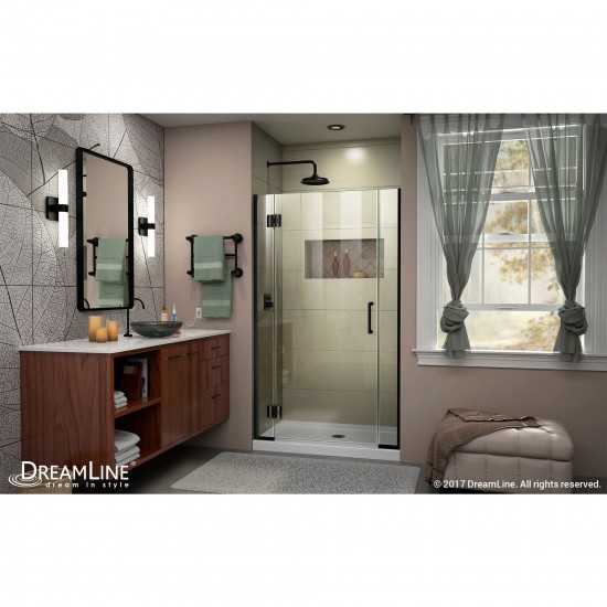 Unidoor-X 41 1/2-42 in. W x 72 in. H Frameless Hinged Shower Door in Satin Black