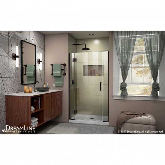 Unidoor-X 36-36 1/2 in. W x 72 in. H Frameless Hinged Shower Door in Oil Rubbed Bronze