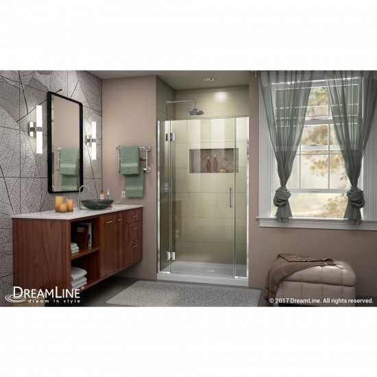 Unidoor-X 41-41 1/2 in. W x 72 in. H Frameless Hinged Shower Door in Chrome