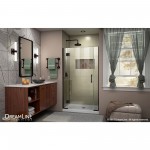 Unidoor-X 41-41 1/2 in. W x 72 in. H Frameless Hinged Shower Door in Oil Rubbed Bronze