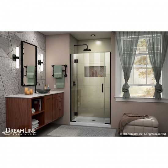 Unidoor-X 37-37 1/2 in. W x 72 in. H Frameless Hinged Shower Door in Satin Black
