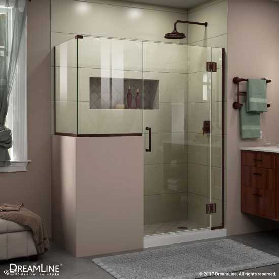 Unidoor-X 58 in. W x 36 3/8 in. D x 72 in. H Frameless Hinged Shower Enclosure in Oil Rubbed Bronze