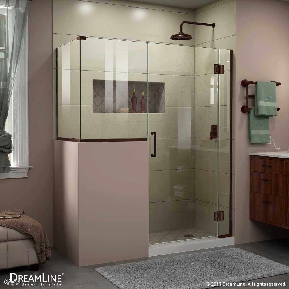 Unidoor-X 58 in. W x 36 3/8 in. D x 72 in. H Frameless Hinged Shower Enclosure in Oil Rubbed Bronze Unidoor-X 58 in. W x 36 3/8 in. D x 72 in. H Frameless Hinged Shower Enclosure in Oil Rubbed Bronze