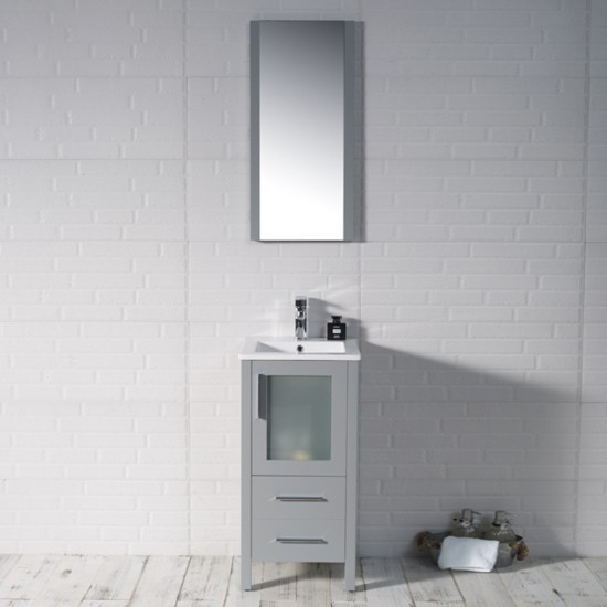 Sydney 16 Inch Vanity Base Only - Metal Grey