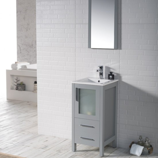 Sydney 16 Inch Vanity Base Only - Metal Grey