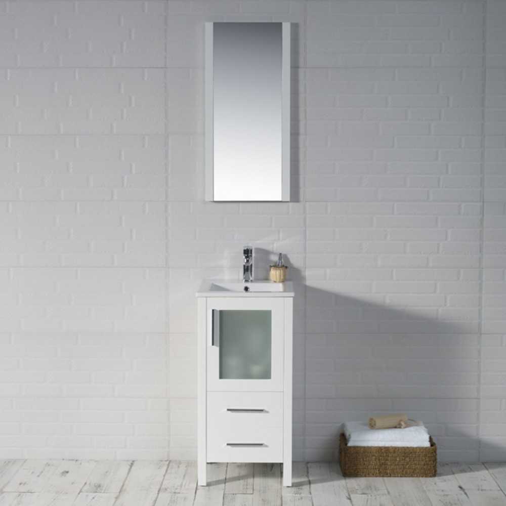 Sydney 16 Inch Vanity with Ceramic Sink & Mirror - White