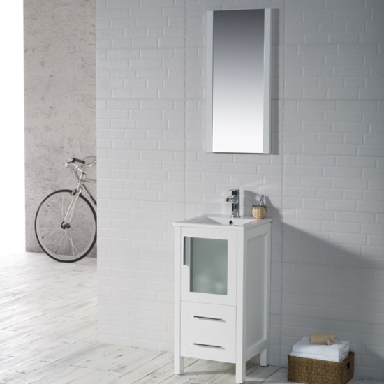 Sydney 16 Inch Vanity with Ceramic Sink & Mirror - White
