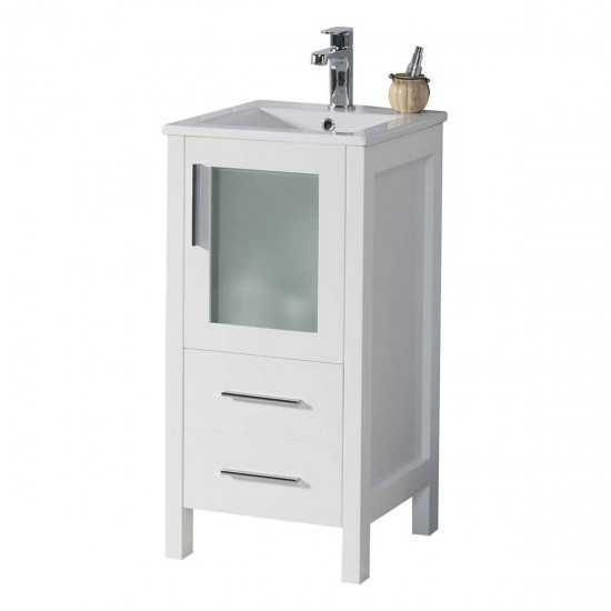 Sydney 16 Inch Vanity with Ceramic Sink - White