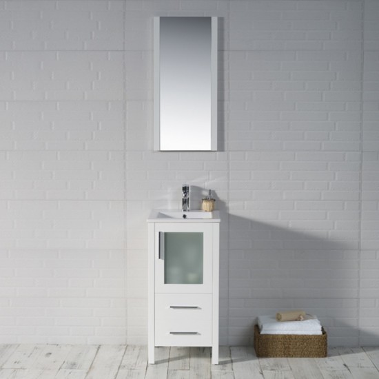 Sydney 16 Inch Vanity with Ceramic Sink - White