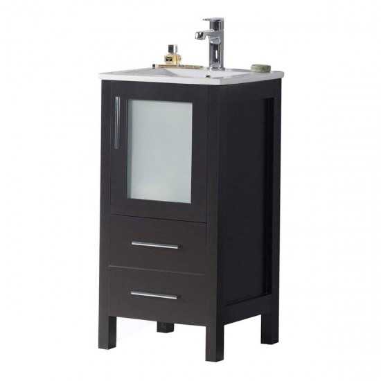 Sydney 16 Inch Vanity with Ceramic Sink - Espresso