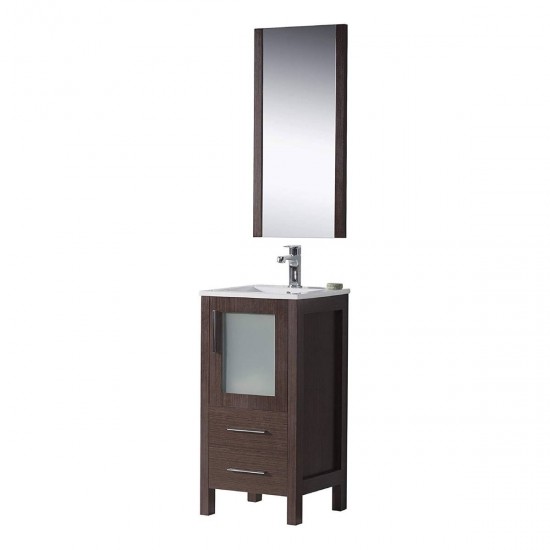 Sydney 16 Inch Vanity with Ceramic Sink & Mirror - Wenge