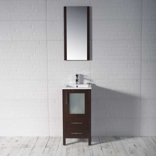 Sydney 16 Inch Vanity with Ceramic Sink & Mirror - Wenge