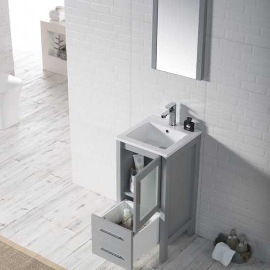 Sydney 16 Inch Vanity with Ceramic Sink & Mirror - Metal Grey