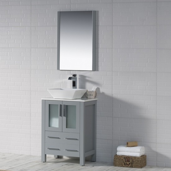 Sydney 24 Inch Vanity Base Only - Metal Grey