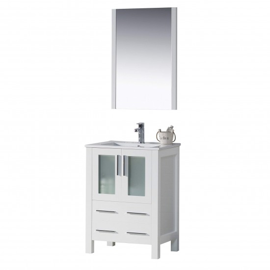 Sydney 24 Inch Vanity with Ceramic Sink & Mirror - White
