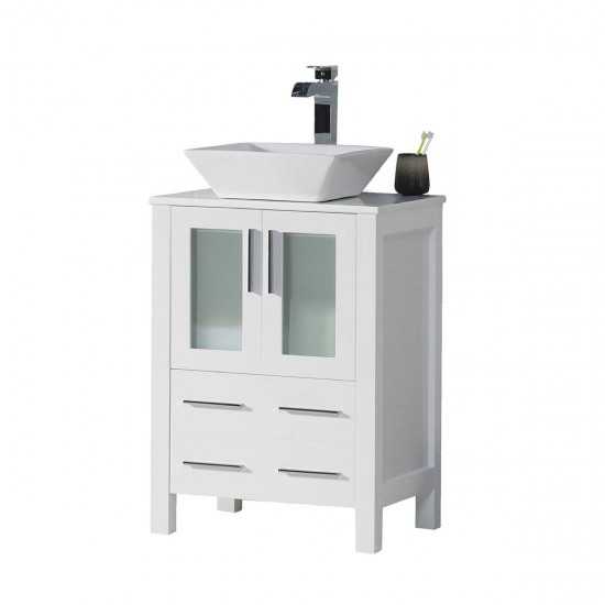 Sydney 24 Inch Vanity with Ceramic Vessel Sink - White