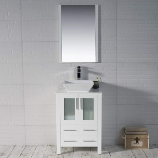 Sydney 24 Inch Vanity with Ceramic Vessel Sink - White