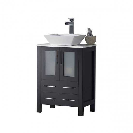 Sydney 24 Inch Vanity with Ceramic Vessel Sink - Espresso