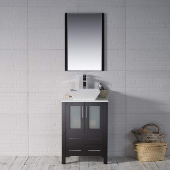 Sydney 24 Inch Vanity with Ceramic Vessel Sink - Espresso