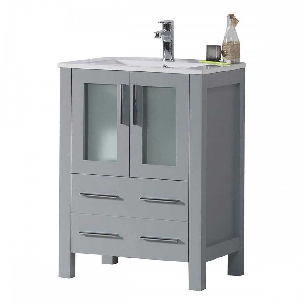 Sydney 24 Inch Vanity with Ceramic Sink - Metal Grey Sydney 24 Inch Vanity with Ceramic Sink - Metal Grey