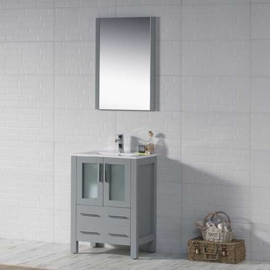 Sydney 24 Inch Vanity with Ceramic Sink - Metal Grey