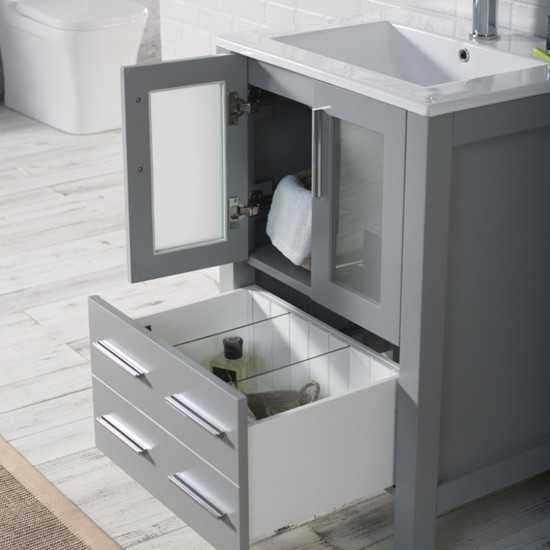 Sydney 24 Inch Vanity with Ceramic Sink - Metal Grey