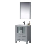 Sydney 24 Inch Vanity with Ceramic Sink & Mirror - Metal Grey