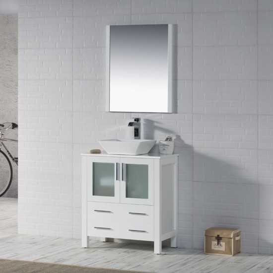 Sydney 30 Inch Vanity Base Only - White