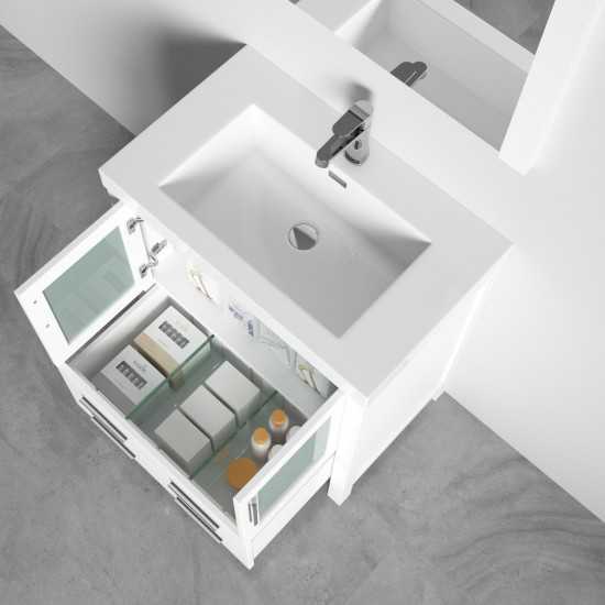 Sydney 30 Inch Vanity Base Only - White