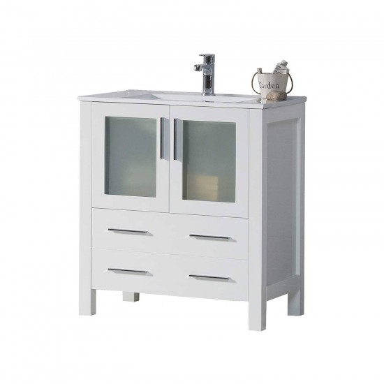 Sydney 30 Inch Vanity with Ceramic Sink - White