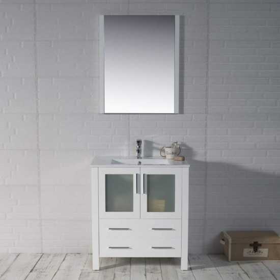 Sydney 30 Inch Vanity with Ceramic Sink - White
