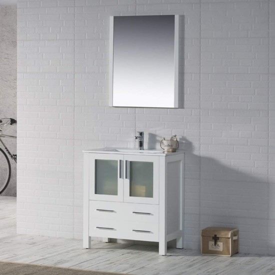 Sydney 30 Inch Vanity with Ceramic Sink - White