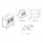 Sydney 30 Inch Vanity with Ceramic Sink - White