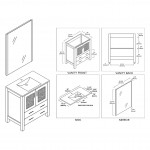 Sydney 30 Inch Vanity with Ceramic Sink & Mirror - White