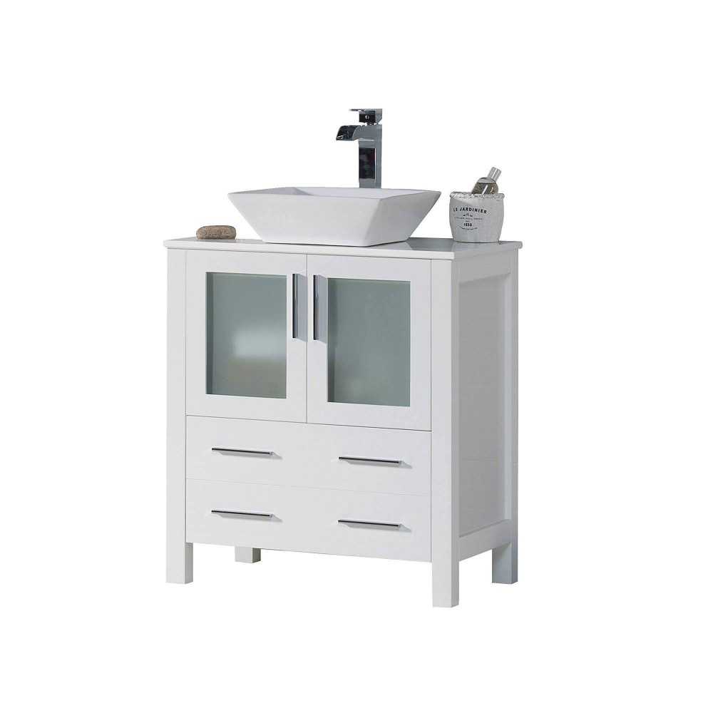 Sydney 30 Inch Vanity with Ceramic Vessel Sink - White