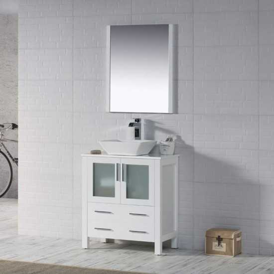 Sydney 30 Inch Vanity with Ceramic Vessel Sink - White