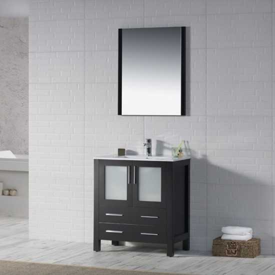 Sydney 30 Inch Vanity with Ceramic Sink & Mirror - Espresso