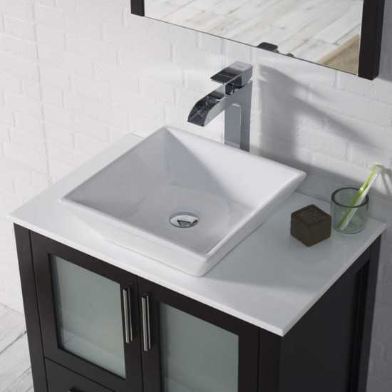 Sydney 30 Inch Vanity with Ceramic Vessel Sink & Mirror - Espresso
